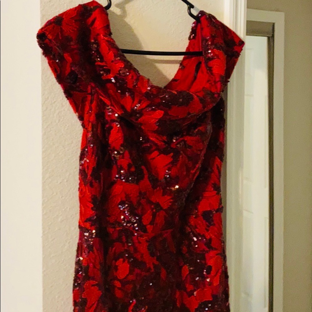 Dark maroon embroidered  evening gown